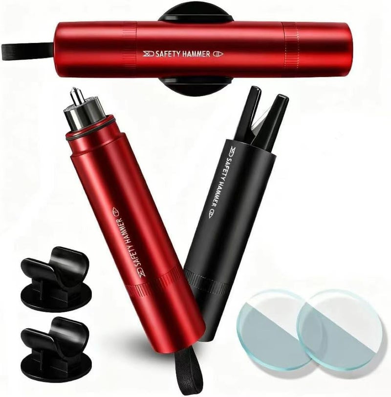 Vunpok 2PCS Safe Hammer Glass Breaker,Glass Breaking Tool for car Windows,Seatbelt Cutter Car Hammer Window Breaker Seatbelt Cutter for Emergency Escape (Red & Black) - Image 1